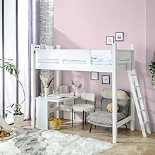 大人気！コンセント 収納棚付き ロフトベッド 頑丈　ホワイト・WHITE 大人気！コンセント 収納棚付き ロフトベッド 頑丈 ホワイト