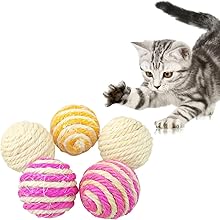 Vebetter Bola De Sisal Para Gatos, 9 Bolas De Cuerda De Sisal, 4,3cm Bolas De Juguete Para 