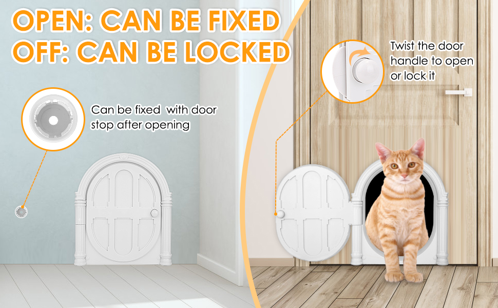SlowTon Cat Door Interior Door 9.4×10.8in NoFlap Lockable Kitty Door for Interior Door, Pet