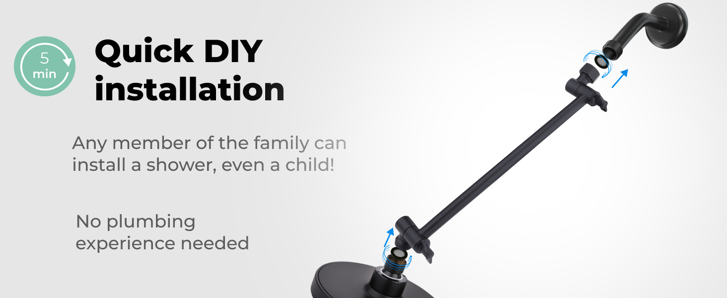 11'' Shower Head Extension Arm by LOKBY AntiLeakage Shower Extension