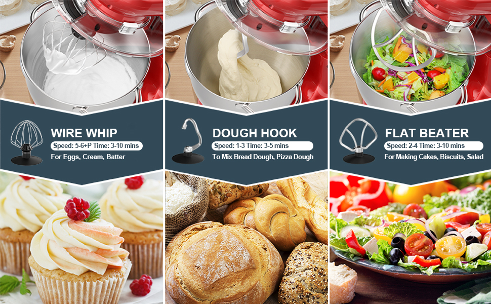 PHISINIC Food Stand Mixer for Baking, 5.5L 1500W, Kitchen Electric