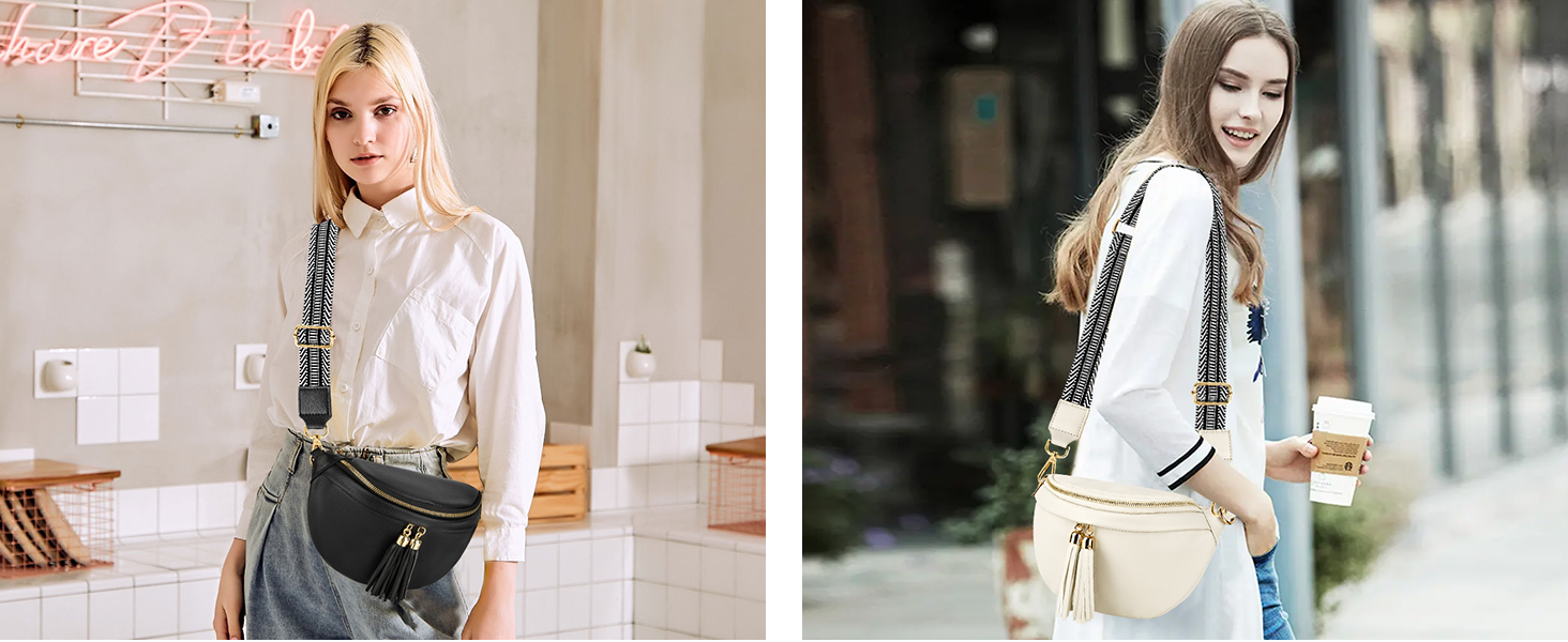 HUANLANG Small Crossbody Bags for Women,Tassel Chest Purses Fashion