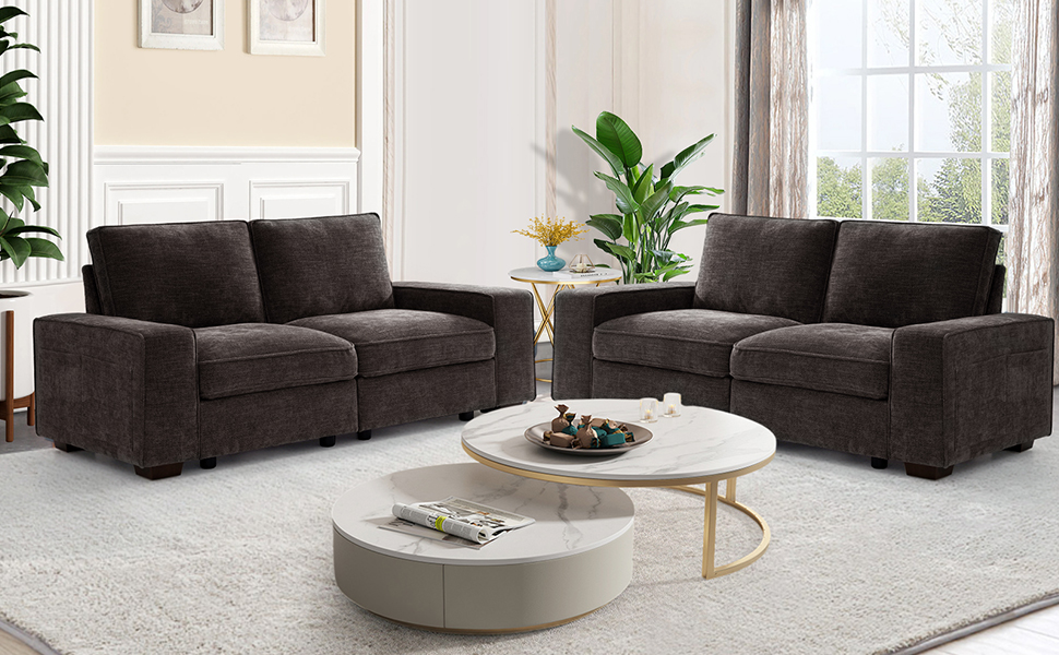 ABAKAN 129" 4Seater Modular Sectional Modern Sofa Couch