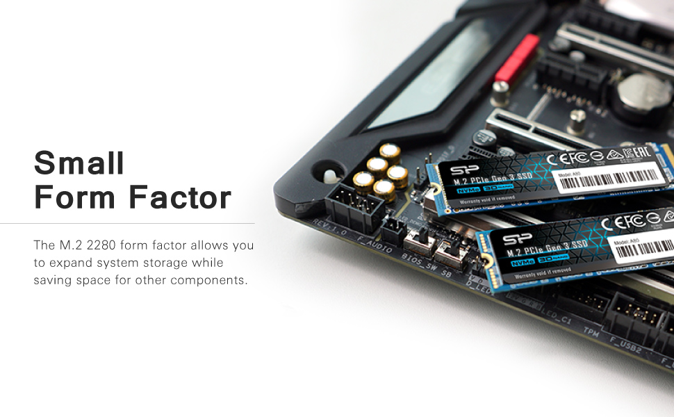 Silicon Power P34A60 2TB NVMe M.2 2280 PCIe Gen3 SSD, 3D TLC