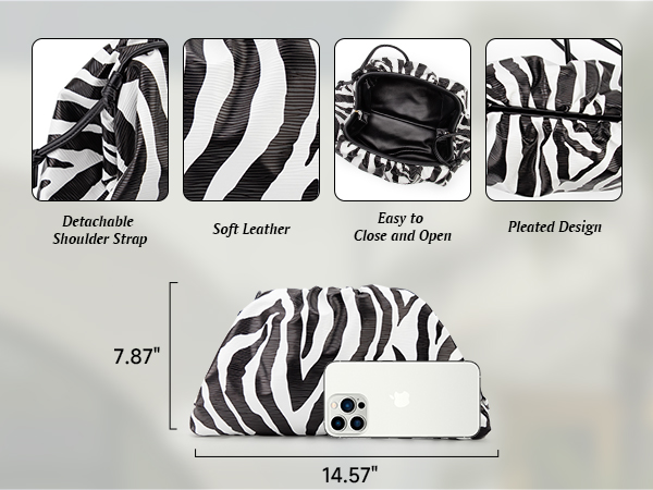 JBB Women's Zebra Clutch Purse Cloud Pouch Bag Dumpling