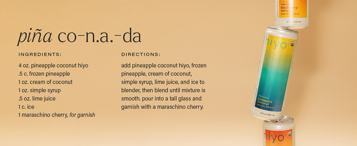 4f37900c-647d-4a78-aafa-21a802b13de9.__CR0,0,1464,600_PT0_SX1464_V1___ Hiyo Organic Social Tonic - Pineapple Coconut, 4 pack - N.A. Functional Seltzer, Sparkling Water Crafted with Organic Adaptogens, Nootropics & Botanicals
