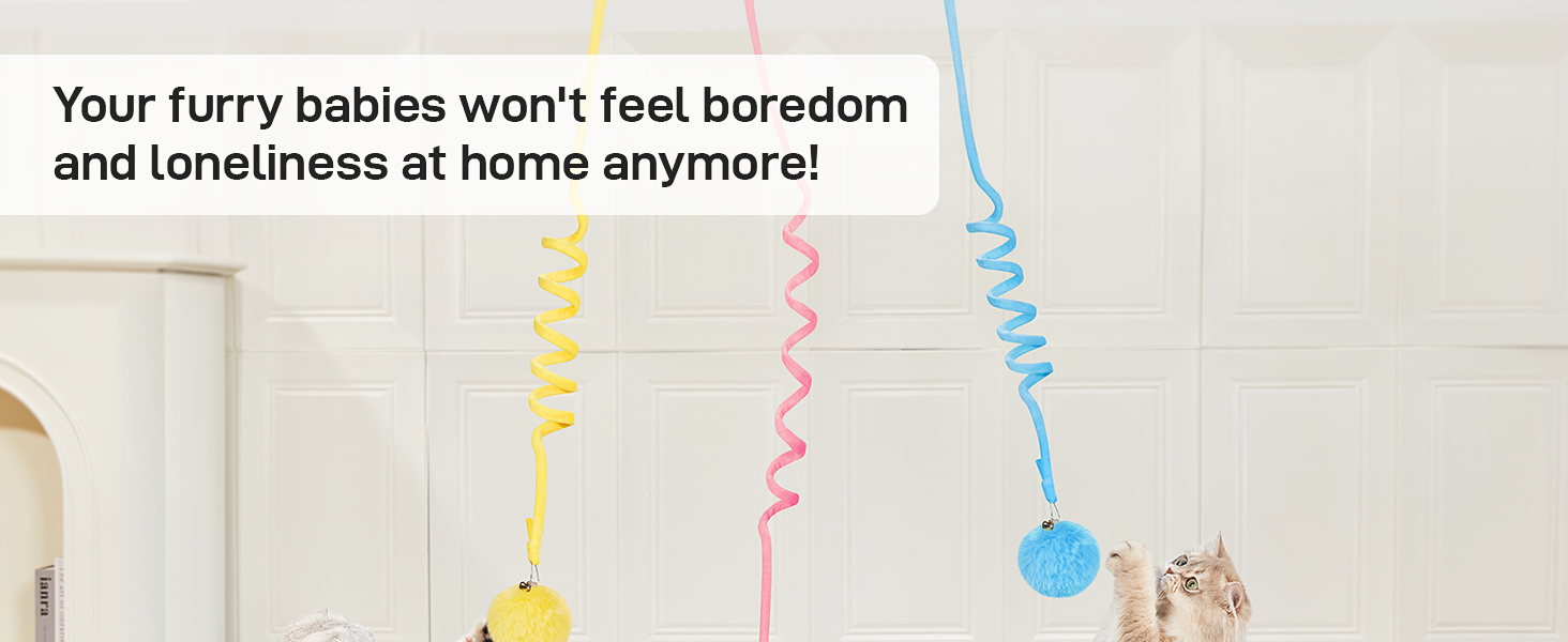 Potaroma Hanging Fluffy Cat Catnip Ball Toys 3 Pcs