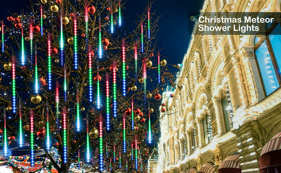 Solar Christmas Lights Outdoor, 16 inch 10 Tubes 240 LED Meteor