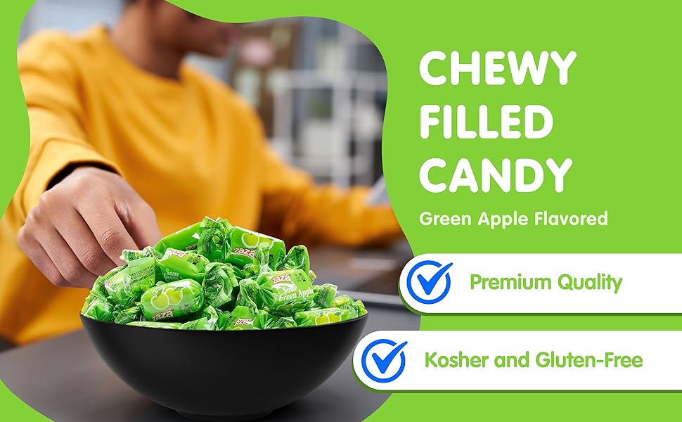 FLAVORS グリーンアップルゼリー フレーバーズ Amazon.com : Sour Green Apple Chewy Candy Bulk Pack for