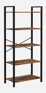 VASAGLE Bookshelf, 5-Tier Storage Rack with Steel Frame