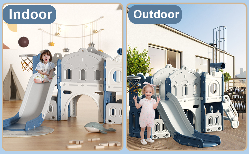 XJD 7 in 1 Toddler Slide Set, Kids Slide for Toddlers Age 1