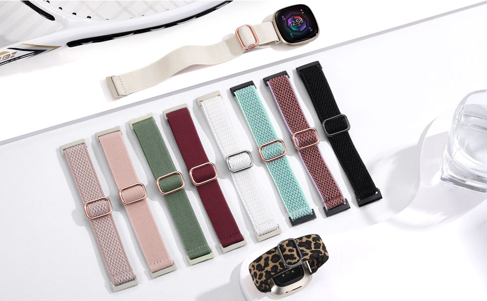 Dirrelo 10 Pack Stretchy Solo Loop Compatible with Fitbit Versa 4 / Sense 2 / Sense