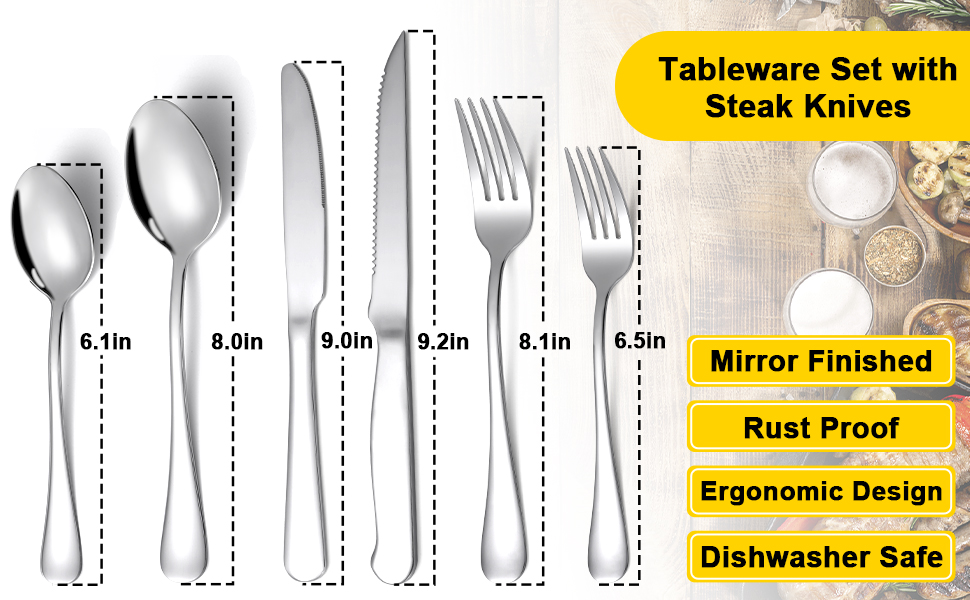 Aen Art Flatware Set, 24Piece Stainless Steel Silverware Set with