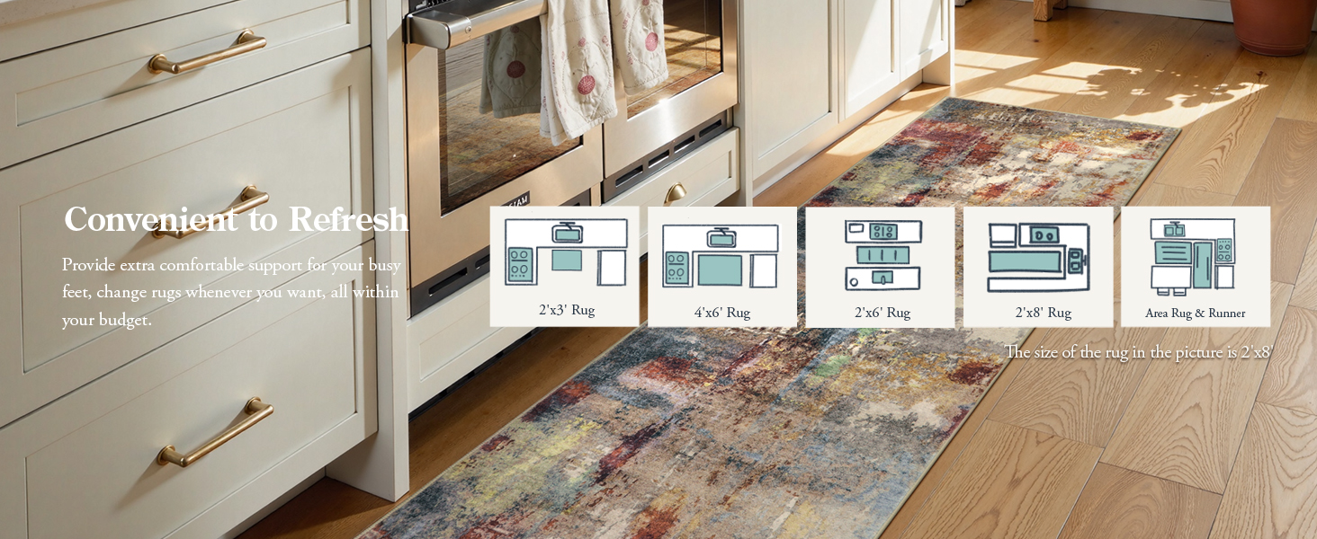 Washable Runner Rug for Kitchen Non Slip