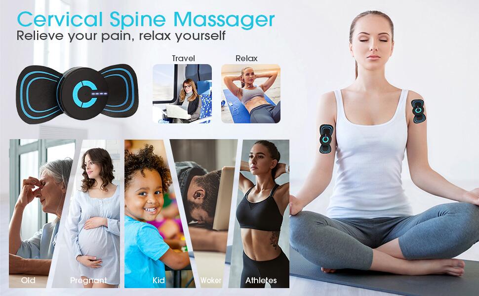 Microcurrent EMS Mini Massage Pad, Cordless Portable Cervical Pad for