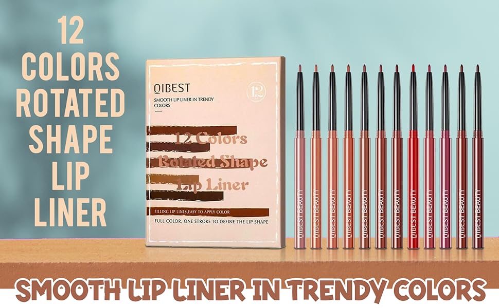 NIKITA.VIVI 12Pcs Lip Liner Set 12 Colors Rotated Shape Lip Liner