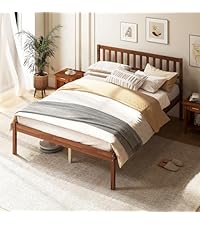ベッド/マットレス  Wooden bed with mattress Amazon.com: Max & Lily Full Size Bed Frame with Slatted Headboard