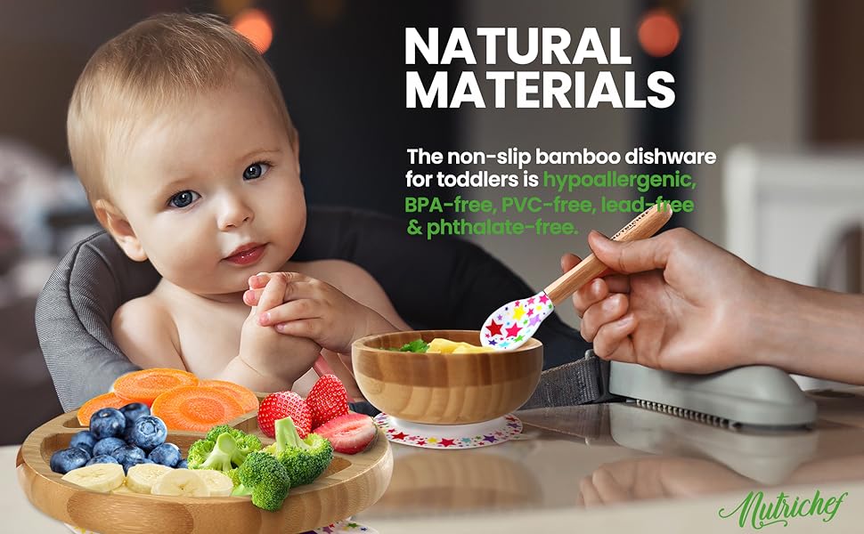 Round Bamboo Baby Plate;Wooden Toddler Plate;Stay Put Feeding;BPA-Free