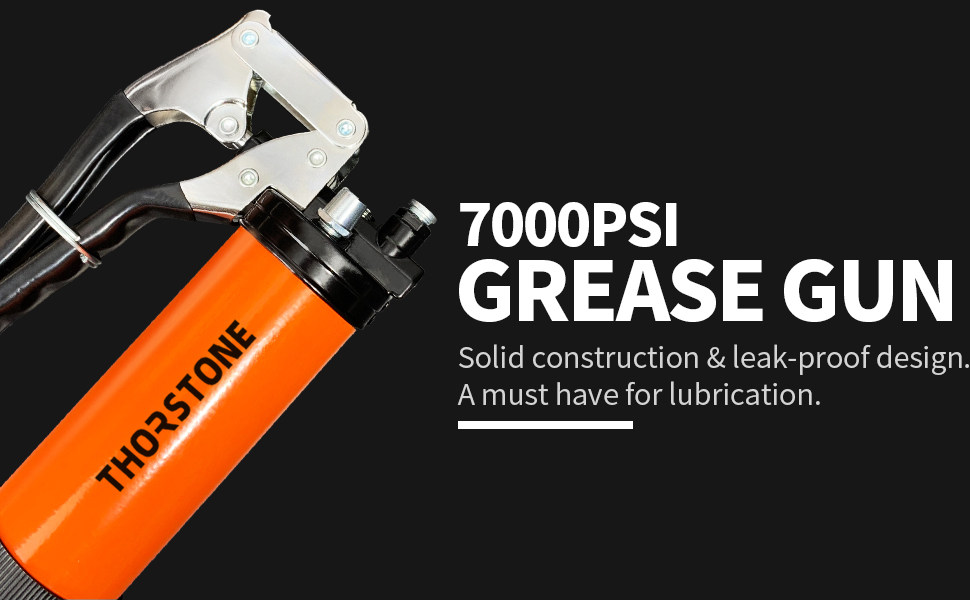Thorstone Grease Gun Kit, 7000 PSI Heavy Duty Pistol Grip Grease Guns Set, 14oz Load