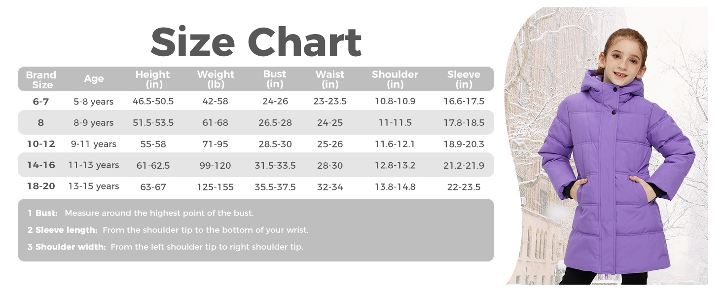 Wantdo Girls' Waterproof Puffer Jacket Warm Winter Coat