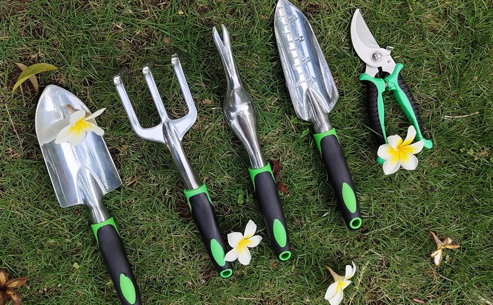 Garden Hand Tools Set 5 Piece CastAluminum Heavy Duty