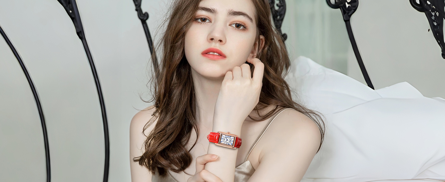 trending now-fashion-watch-jeans-dress-trend of today 34 Vintage Women's Rectangle Wristwatch Classic Ladies Analog Quartz Watch