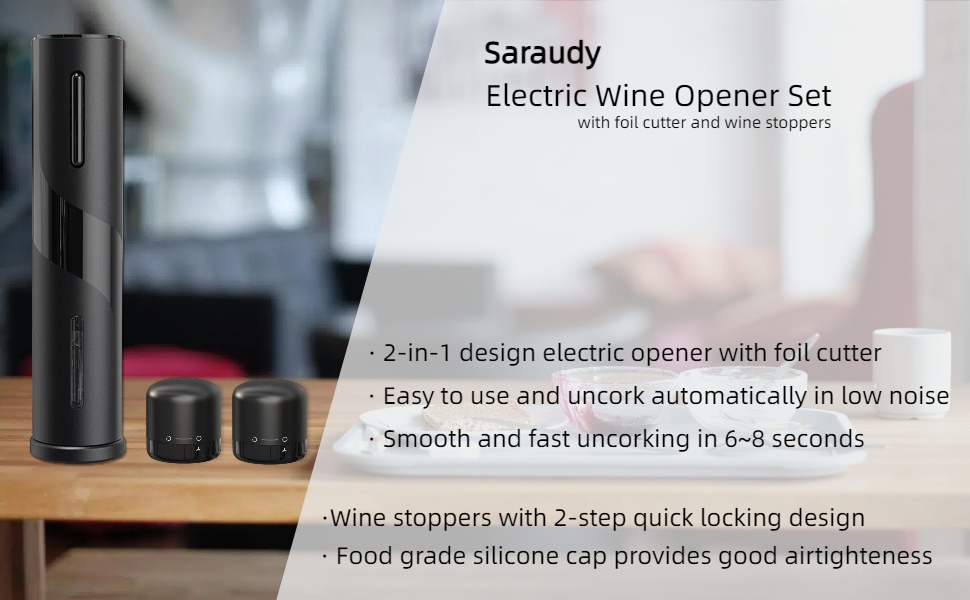 electric wine bottle opener, electric wine opener set, wine stopper, saca corcho para vino electrico