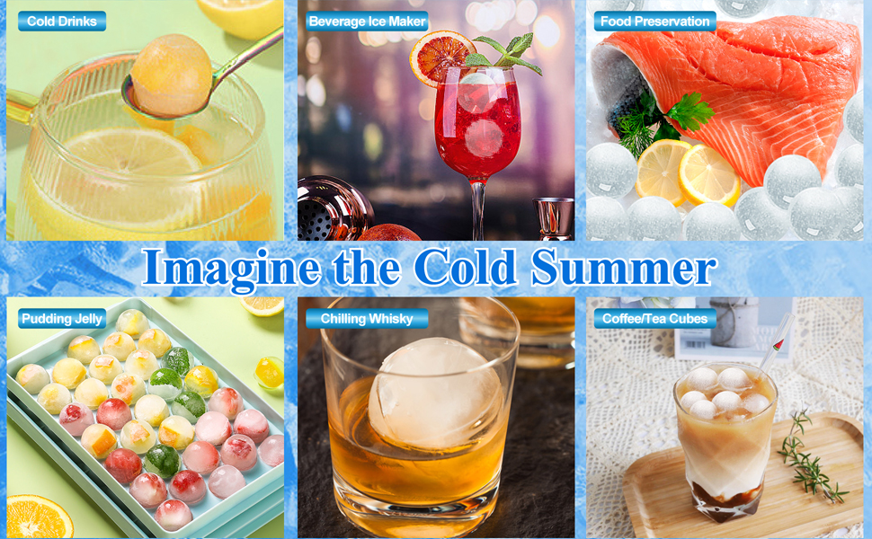 Ice Cube Tray Set, Yoomens Circle Ball Ice Trays for Freezer with Lid