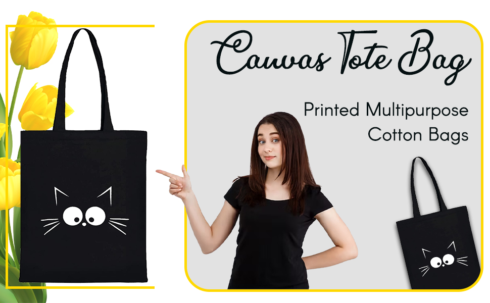 Buy Clapcart Black Canvas Tote Bag for Women | Printed