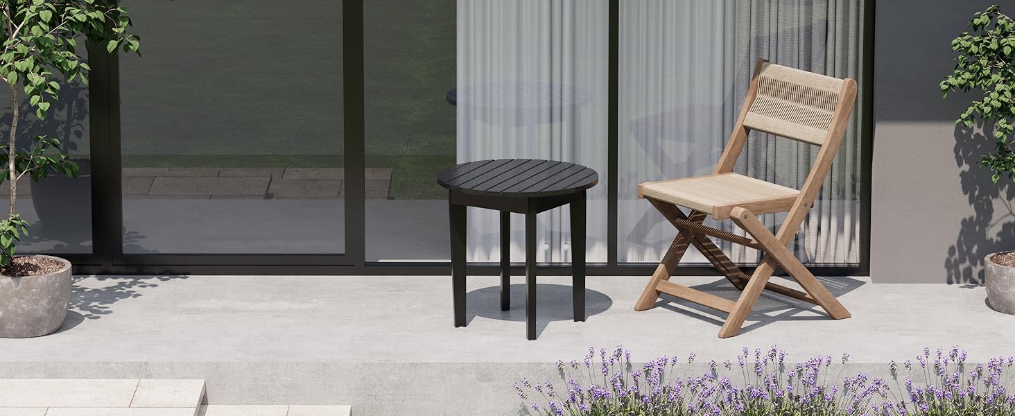 Chilihom Side Table,Black Round End Table,Outdoor Side