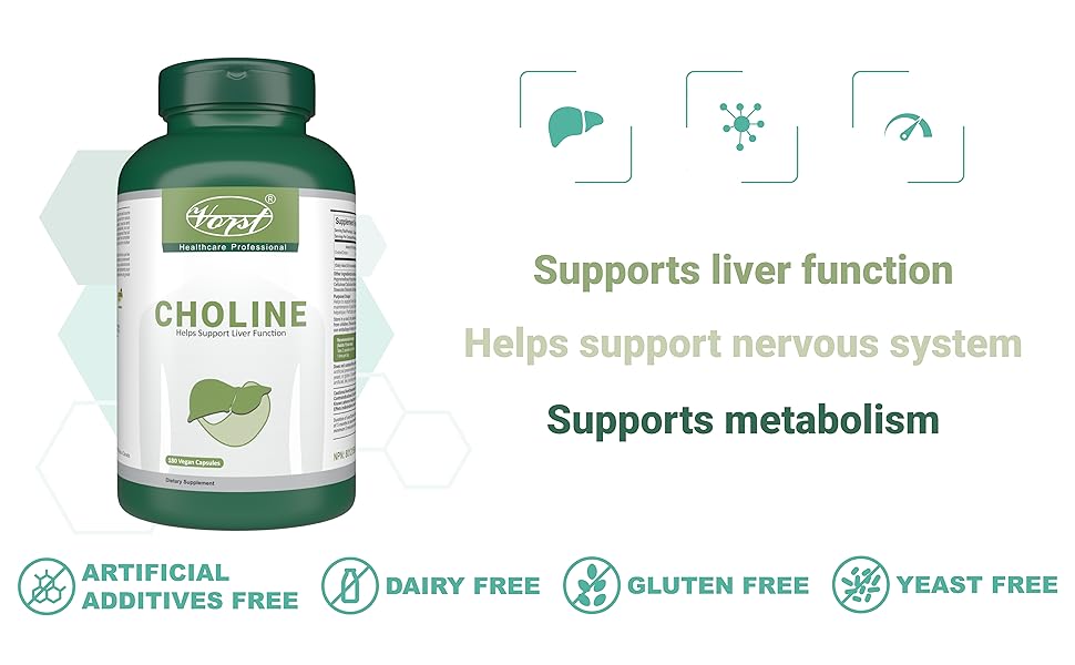 VORST Choline Bitartrate 410mg Per Serving 180 Vegan Capsules