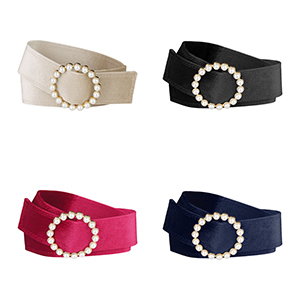 Elerevyo Women Plus Size Faux Pearl Buckle Waist Belt