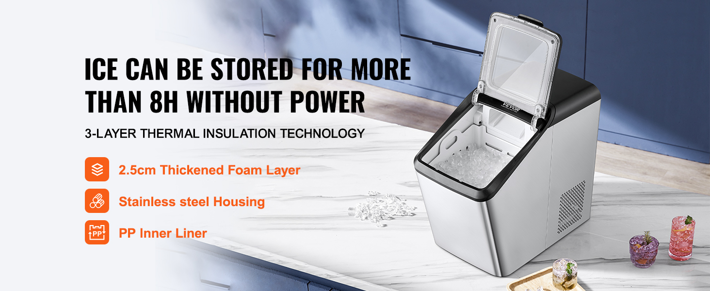 VEVOR Nugget Ice Maker, 30lbs/24H Pebble Ice Maker with