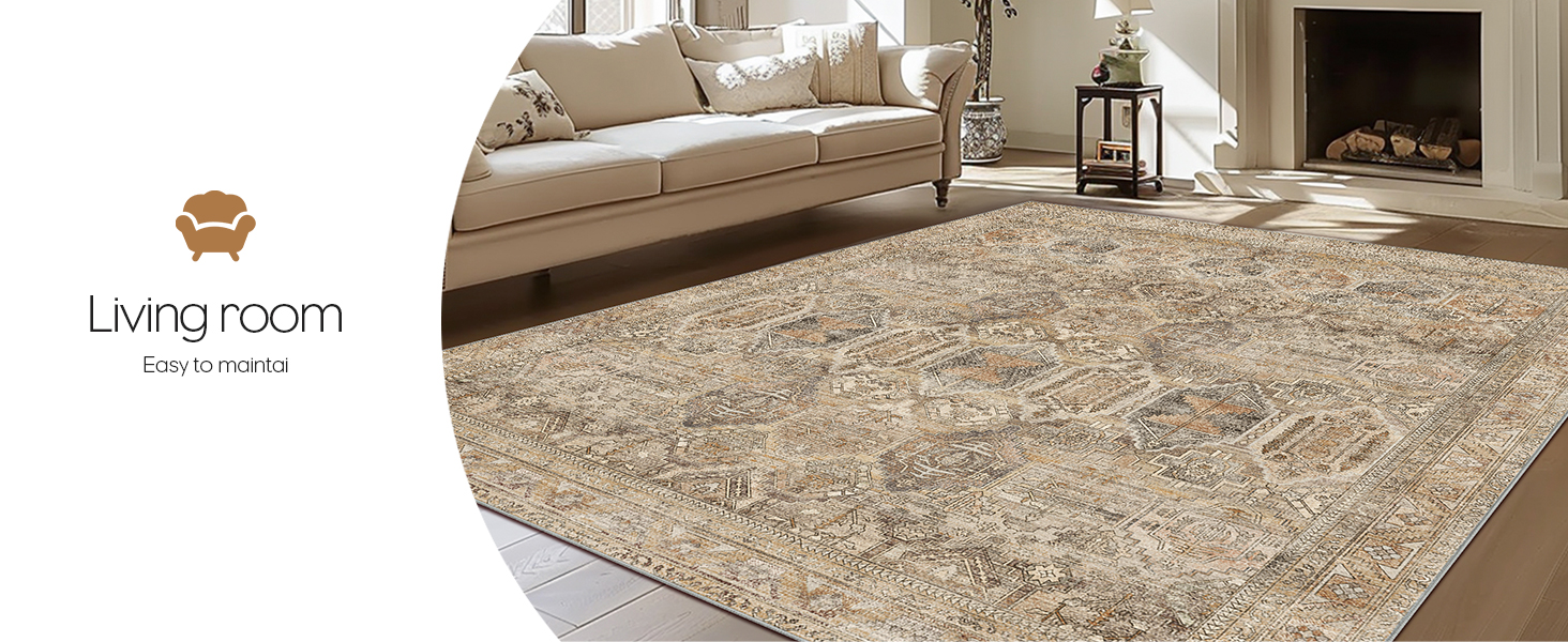 Bavni Runner Rug, Low Pile Machine Washable Rugs for Hallways Bedroom