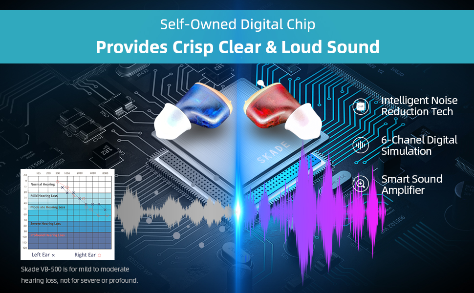 digital chip provides crisp clear loud sound intelligent noise reduction sound amplifier
