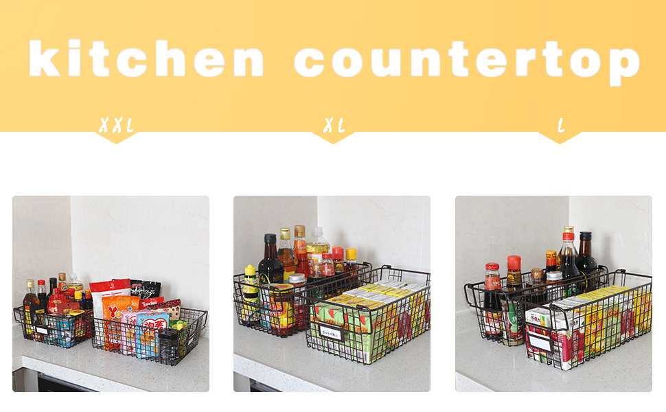 Longiteeyi 4 Pack Stackable Wire Storage Baskets With