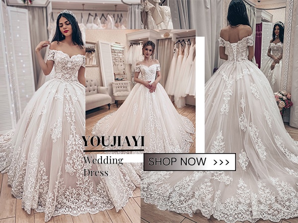 Youjiayi Off Shoulder Lace Wedding Dresses for Bride 2024