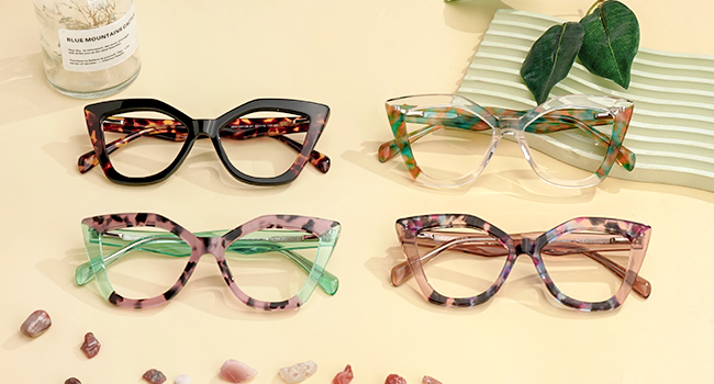 ローリエ Black Cat Eye Glasses With Rhinestones For Men