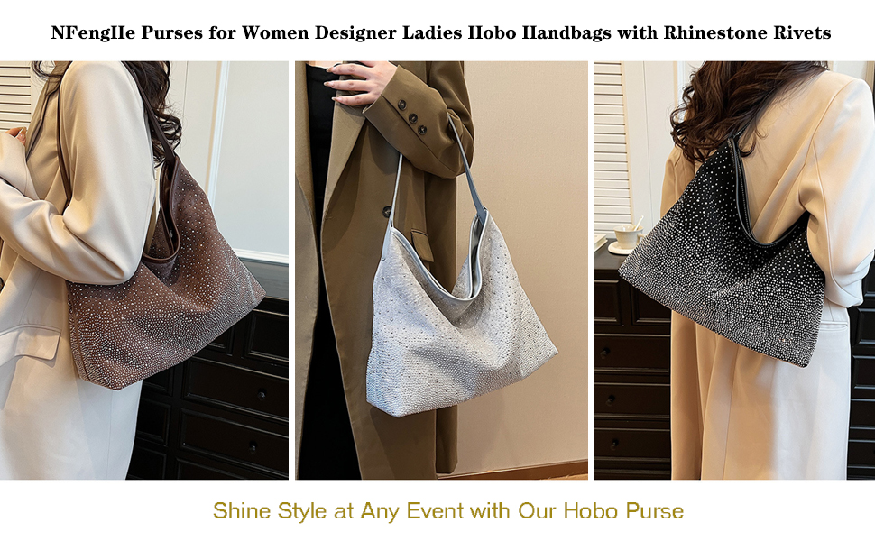 Amazon.com: Women Hobo Shoulder Bags Rhinestone Large Purse