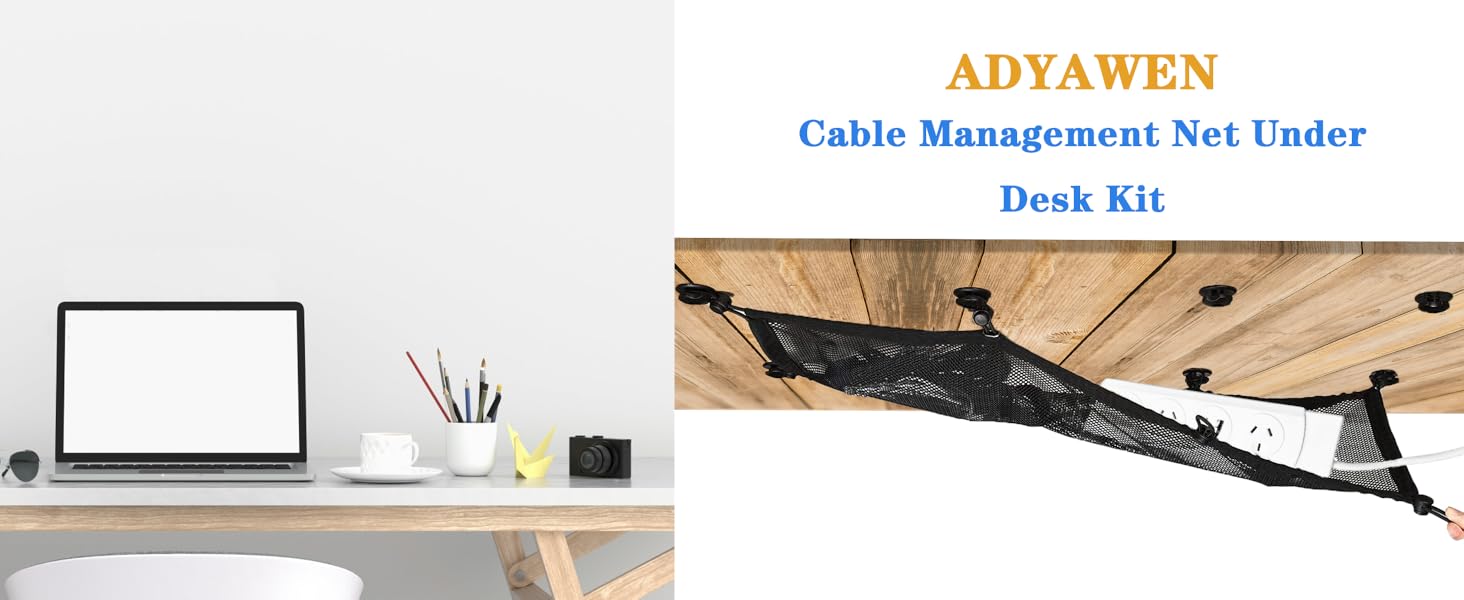 Adyawen Cable Management Network kit, mesh Cable Manager, UnderTable