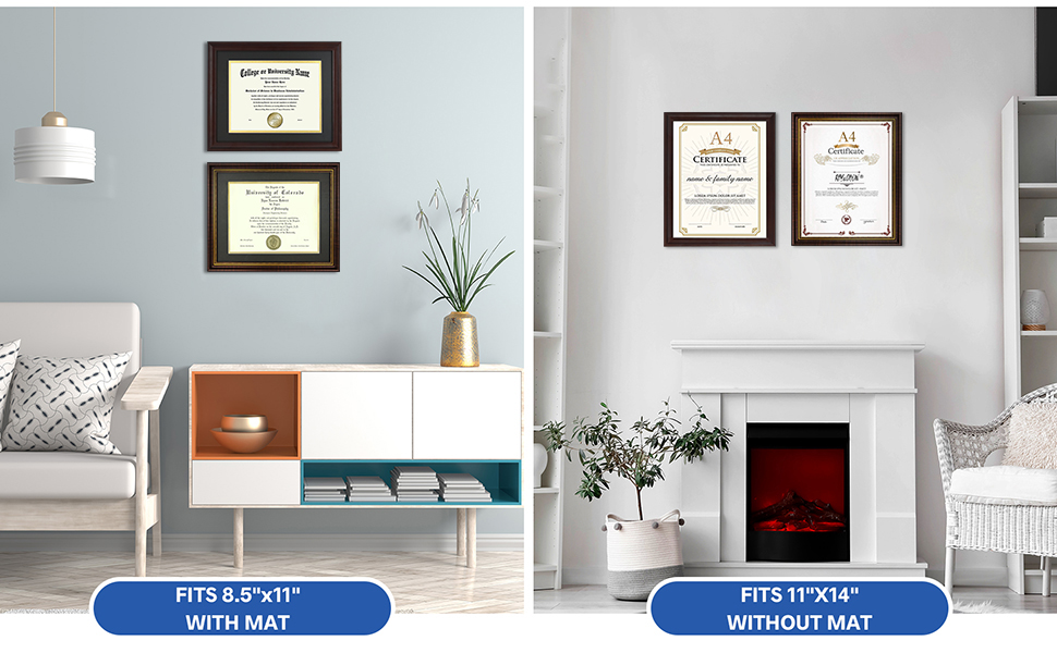 Diploma Certificate Frame 11x14 or 8.5x11 Diploma Frame