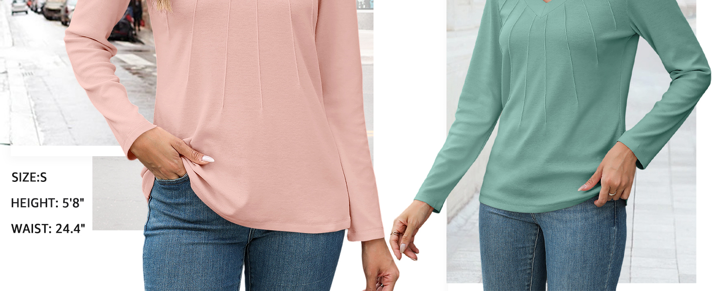 Women's V Neck Long Sleeve Henley Shirts