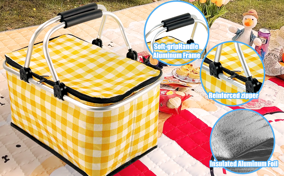 AMXGPT Insulated Picnic Basket 30L ，Large Capacity HighQuality