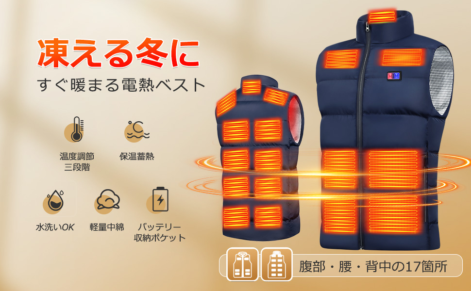 Amazon.co.jp: [Codexy] 電熱ベスト 加熱ベスト 【17箇所発熱 3
