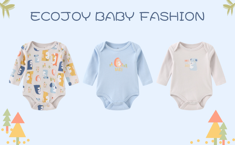 ecojoy long-sleeve baby bodysuit 3-packs