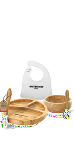 Round Bamboo Baby Plate;Wooden Toddler Plate;Stay Put Feeding;BPA-Free