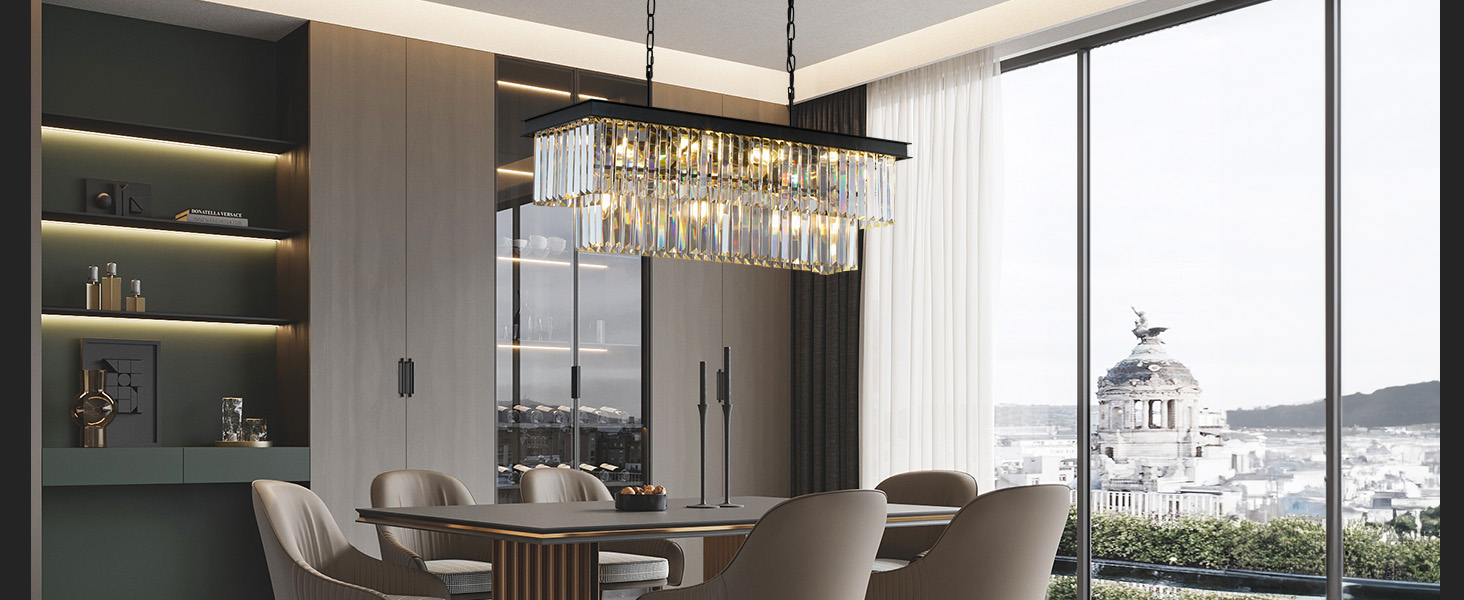 Rectangular Crystal Dining Room Chandelier
