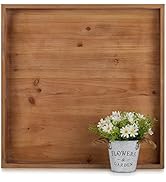 Hanobe Square Large Ottoman Tray: Extra Large Serving Wooden Trays Rustic Decorative Tray for Ott...