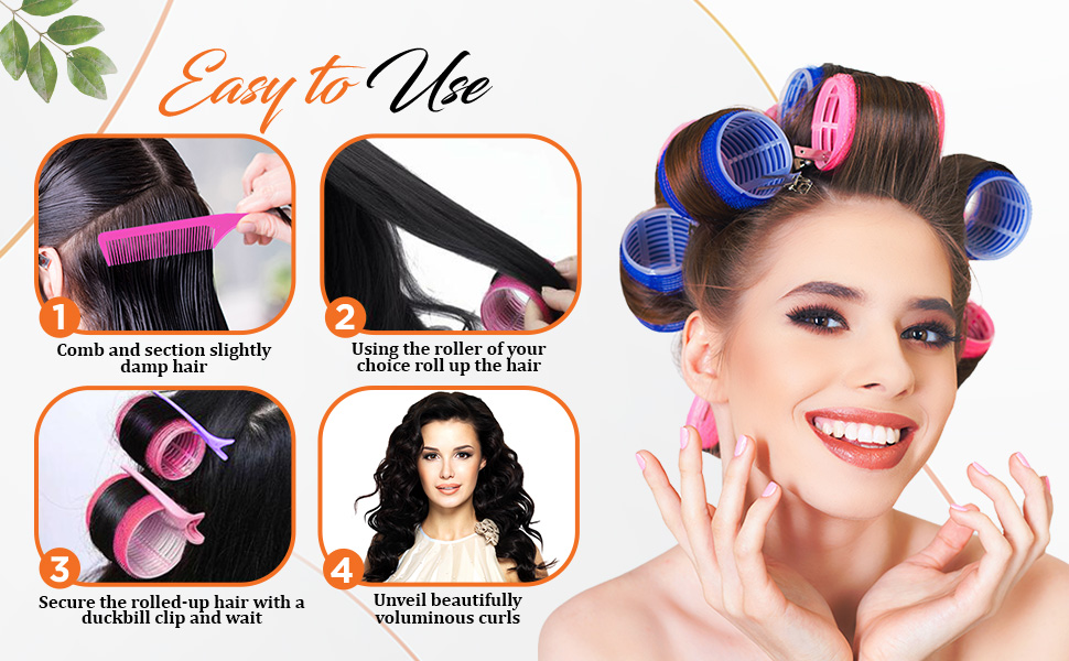 Jumbo Hair Rollers Sets, Large Self Grip Hair Curlers, 32 Packs