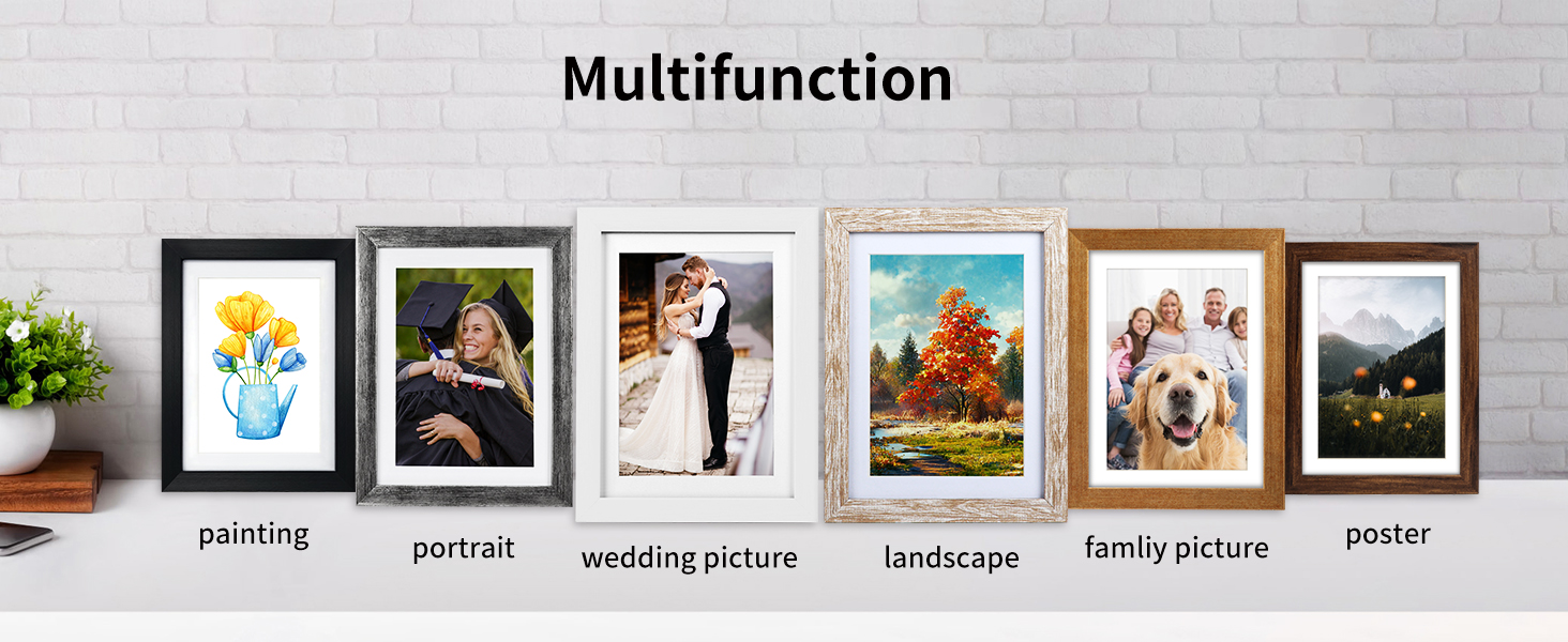 8x10 Picture Frame Set of 6, Distressed Wooden Frames Made